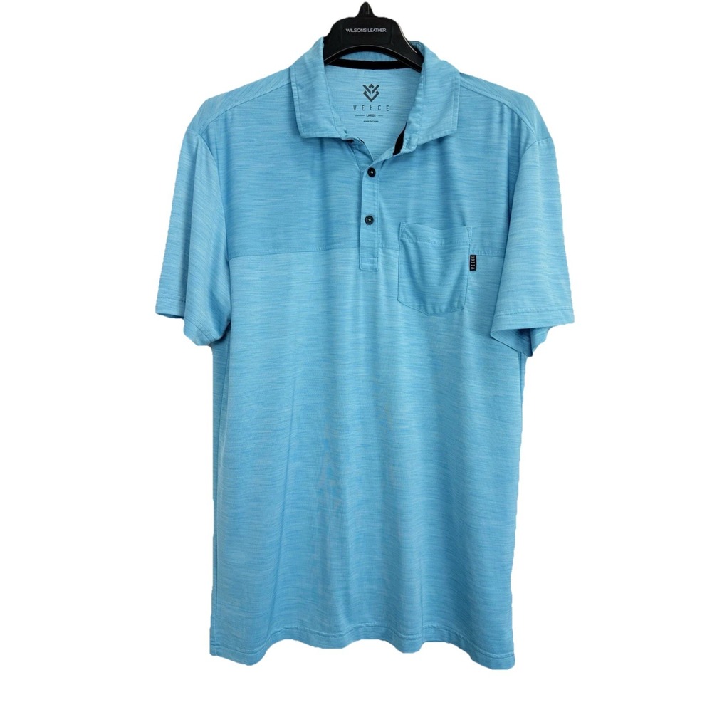 Veece Golf Performance Polo Shirt Men's‎ Size Large L Blue Short Sleeve Pocket